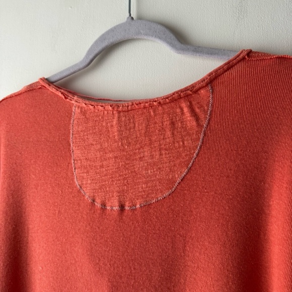 We The Free | Coral Oversized Distressed Star Henley Top - Picture 9 of 12
